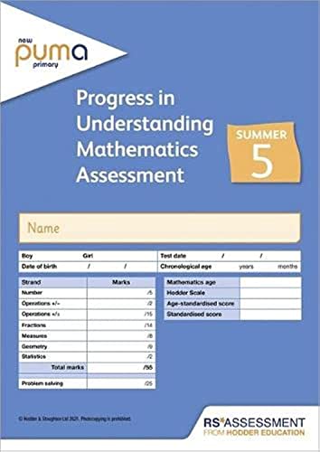Immagine dell'editore per New PUMA Test 5, Summer PK10 (Progress in Understanding Mathematics Assessment) venduto da Ria Christie Collections