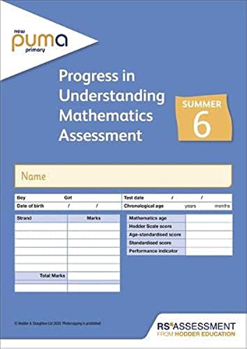 Beispielbild fr New PUMA Test 6, Summer PK10 (Progress in Understanding Mathematics Assessment) zum Verkauf von Biblios