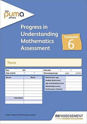 Stock image for New PUMA Test 6, Summer PK10 (Progress in Understanding Mathematics Assessment) for sale by Blackwell's