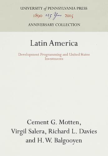 Beispielbild fr Latin America: Development Programming and United States Investments zum Verkauf von Zubal-Books, Since 1961