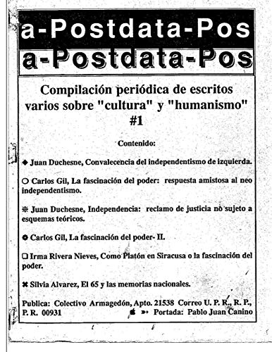 Imagen de archivo de Postdata: Vol. 1 Nm. 1 Escritos varios sobre cultura y humanismo (Primera epoca) (Spanish Edition) a la venta por Lucky's Textbooks