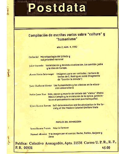 Beispielbild fr Postdata: Vol. 1 Nm. 2 (Ao 2 Num 4) (Spanish Edition) zum Verkauf von Lucky's Textbooks