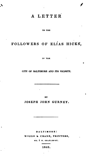 9781517179670: A Letter to the Followers of Elias Hicks, in the City of Baltimore and Its Vicinity