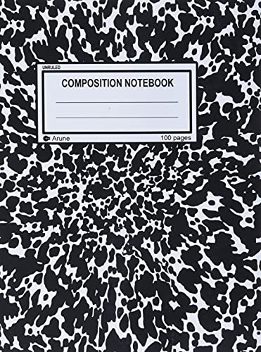 9781517236434: Unruled Composition Notebook: 100 unruled pages [50 sheets], 7.5" x 9.25, black marble, composition style cover, perfect bound notebook.: Volume 1 (Arune Composition Books)