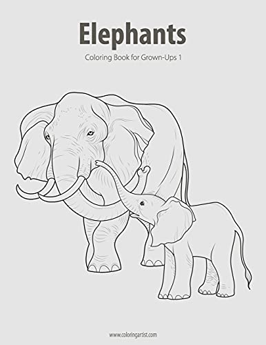 9781518877865: Elephants Coloring Book for Grown-Ups 1