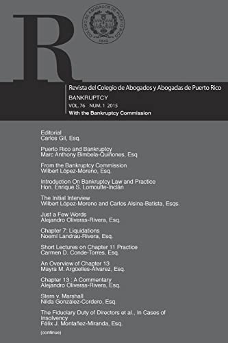 Stock image for Revista del Colegio de Abogados y Abogadas de Puerto Rico Vol. 76 1: Bankruptcy for sale by ALLBOOKS1