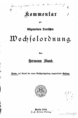 Stock image for Kommentar zur Allgemeinen deutschen wechselordnung (German Edition) for sale by Lucky's Textbooks