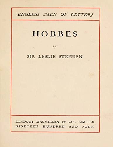 Imagen de archivo de Hobbes (1904) by Leslie Stephen a la venta por THE SAINT BOOKSTORE