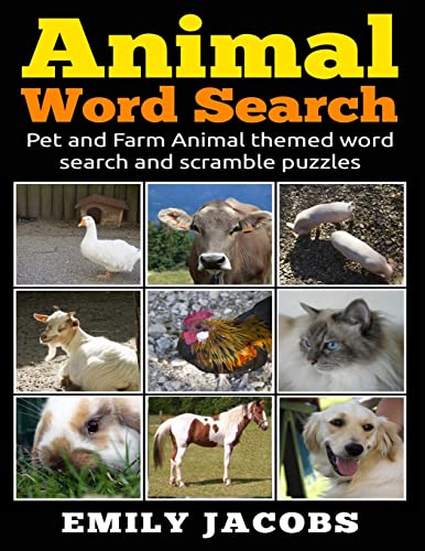9781522917236: Animal Word Search: Pet and Farm Animal themed word search and scramble puzzles