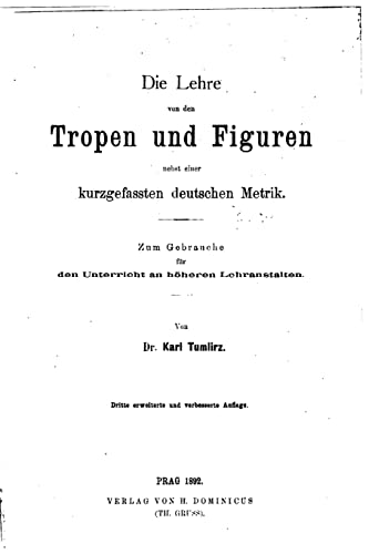 Stock image for Die Lehre von den Tropen und Figuren for sale by THE SAINT BOOKSTORE