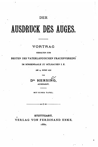 Beispielbild fr Der Ausdruck des Auges (German Edition) zum Verkauf von Lucky's Textbooks