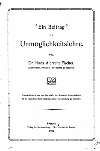 9781523497034: Ein Beitrag zur Unmglichkeitslehre (German Edition)