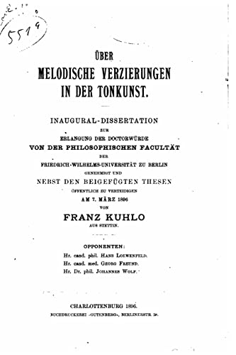 Imagen de archivo de ber melodische Verzierungen in der Tonkunst (German Edition) a la venta por Lucky's Textbooks