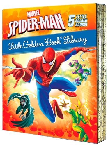 Stock image for Spider-Man Little Golden Book Library (Marvel): Spider-Man!; Trapped by the Green Goblin; The Big Freeze!; High Voltage!; Night of the Vulture! for sale by Ergodebooks