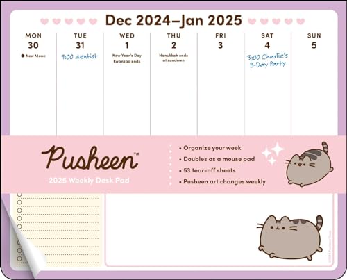 9781524887179: Pusheen 2025 Weekly Desk Pad Calendar