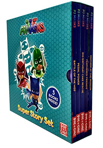 Stock image for PJ Masks Super Story Collection 5 Books Box Set (Battle Of The HQ's, Feathered Friends, Big Birthday Cake Rescue, Mayhem at the Museum, Pedal Power) for sale by WorldofBooks