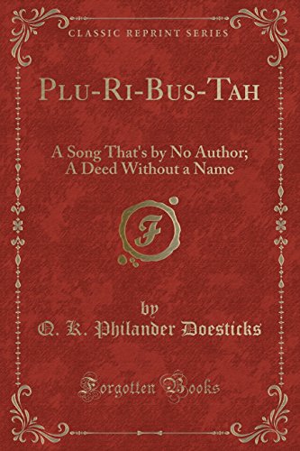 Stock image for Plu-Ri-Bus-Tah for sale by PBShop.store US