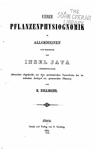 Imagen de archivo de Ueber Pflanzenphysiognomik im allgemeinen und diejenige der Insel Java a la venta por THE SAINT BOOKSTORE