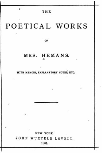 9781530237302: The Poetical Works of Mrs Hemans
