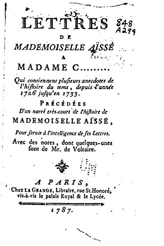 Imagen de archivo de Lettres de mademoiselle Aisse a madame C. a la venta por THE SAINT BOOKSTORE