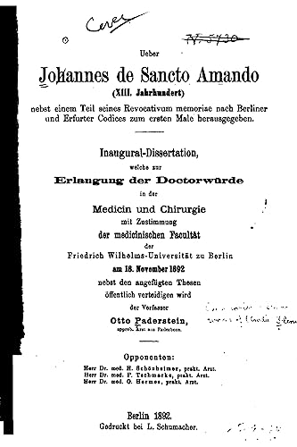 UEber Johannes de sancto Amando (Paperback) - Otto Paderstein