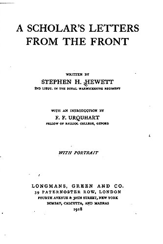 Stock image for A Scholar's Letters from the Front for sale by Lucky's Textbooks