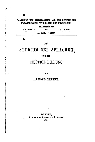 Imagen de archivo de Das Studium Der Sprachen Und Die Geistige Bildung a la venta por THE SAINT BOOKSTORE