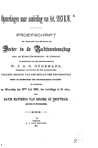 Stock image for Opmerkingen naar aanleiding van art. 1183. B. W. (Dutch Edition) for sale by Lucky's Textbooks