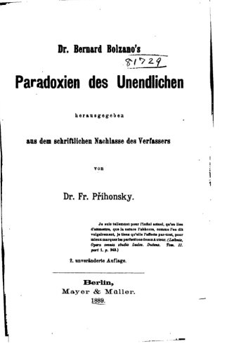 9781530635108: Dr. Bernard Bolzano's Paradoxien des unendlichen