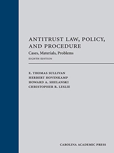 Beispielbild fr Antitrust Law, Policy, and Procedure: Cases, Materials, Problems zum Verkauf von BooksRun