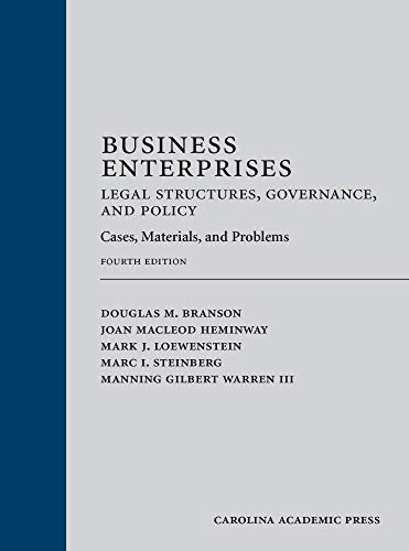 Stock image for Business EnterprisesLegal Structures, Governance, and Policy: Cases, Materials, and Problems for sale by BooksRun