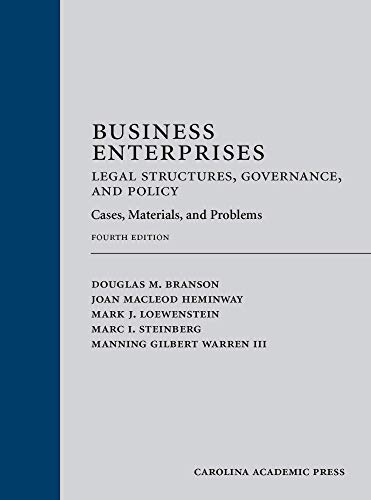 Stock image for Business Enterprises Legal Structures, Governance, and Policy: Cases, Materials, and Problems, Fourth Edition for sale by HPB-Red