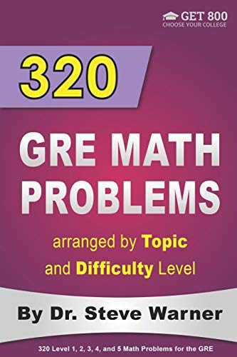 Imagen de archivo de 320 GRE Math Problems arranged by Topic and Difficulty Level: 160 GRE Questions with Solutions, 160 Additional Questions with Answers a la venta por HPB-Red