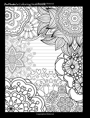 9781533108586: Coloring Notebook (black): Therapeutic notebook for writing, journaling, and note-taking with designs for inner peace, calm, and focus (100 pages, ... relaxation and stress-relief while writing.)