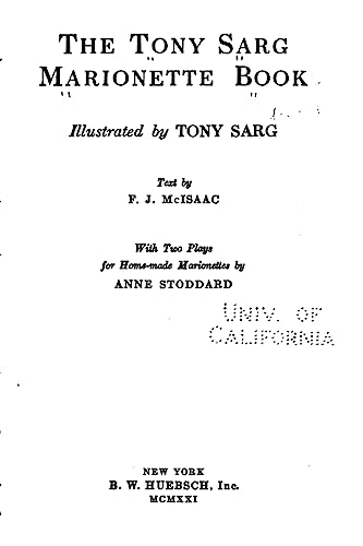Imagen de archivo de The Tony Sarg Marionette Book a la venta por THE SAINT BOOKSTORE