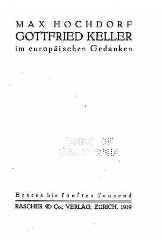 Imagen de archivo de Gottfried Keller im Europischen Gedanken (German Edition) a la venta por Lucky's Textbooks