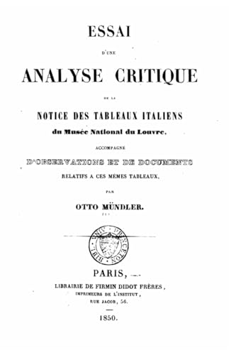 9781533532923: Essai d'une analyse critique de la notice des tableaux italiens du Muse du Louvre