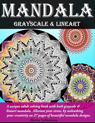 9781533584403: Mandala Grayscale & Lineart: Adult coloring book