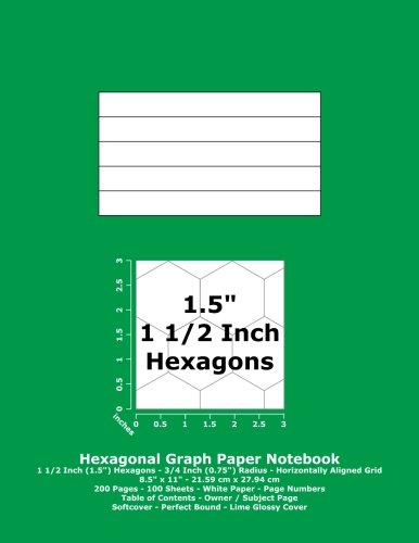 Immagine dell'editore per Hexagonal Graph Paper Notebook: 1 1/2 Inch (1.5") Hexagons; Horizontal Grid; 8.5" x 10.5"; 21.59 cm x 27.94 cm; 200 Pages; 100 Sheets; Page Numbers; Table of Contents; Hex; Lime Glossy Cover venduto da Revaluation Books