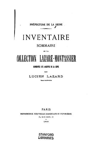 Stock image for Inventaire Sommaire de la Collection Lazare-Montassier for sale by THE SAINT BOOKSTORE