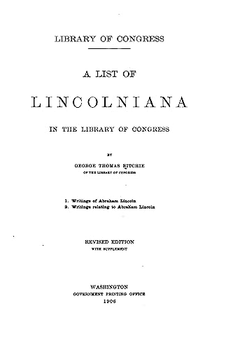 Stock image for A list of Lincolniana in the Library of Congress for sale by Lucky's Textbooks