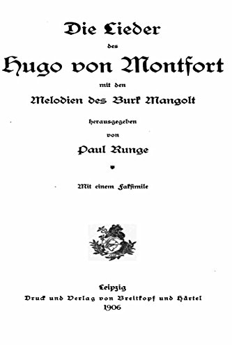 9781535091497: Die Lieder des Hugo von Montfort, Mit D. Melodien D. Burk Mangolt