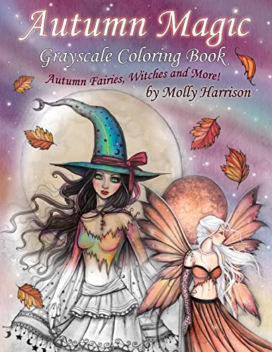 9781535124348: Autumn Magic Grayscale Coloring Book: Autumn Fairies, Witches, and More!