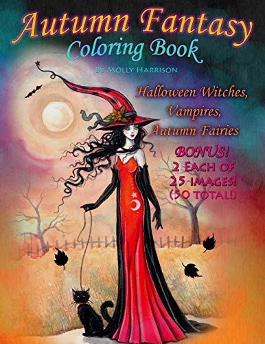 Stock image for Autumn Fantasy Coloring Book - Halloween Witches, Vampires and Autumn Fairies: Coloring Book for Grownups and All Ages! [Paperback] Harrison, Molly for sale by tttkelly1