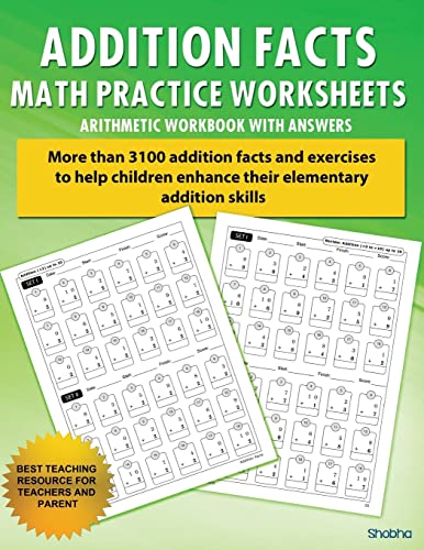 Stock image for Addition Facts Math Practice Worksheet Arithmetic Workbook With Answers: Daily Practice guide for elementary students (Elementary Addition Series) for sale by SecondSale