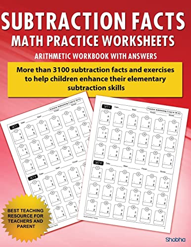Stock image for Subtraction Facts Math Practice Worksheet Arithmetic Workbook With Answers: Daily Practice guide for elementary students and other kids (Elementary Subtraction Series) for sale by SecondSale