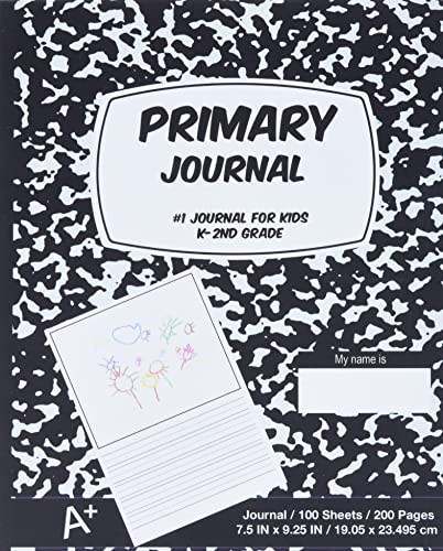 Stock image for Primary Journal: Black Marble,Composition Book, draw and write journal, Unruled Top, .5 Inch Ruled Bottom Half, 100 Sheets, 7.5 in x 9.25 in, 19.05 x 23.495 cm,Soft Durable Cover for sale by Big River Books