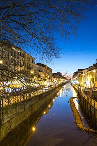 9781539924326: Evening Scene Along Naviglio Grande Canal in Milan Italy Journal: 150 page lined notebook/diary