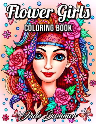 Stock image for Flower Girls: An Adult Coloring Book with Cute Manga Girls, Fun Hair Styles, and Beautiful Floral Designs for Relaxation for sale by Books for Life