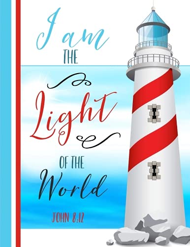 Imagen de archivo de John 8:12 I Am the Light of the World: Lighthouse Notebook (8.5 x 11), Christian Gifts a la venta por ThriftBooks-Dallas